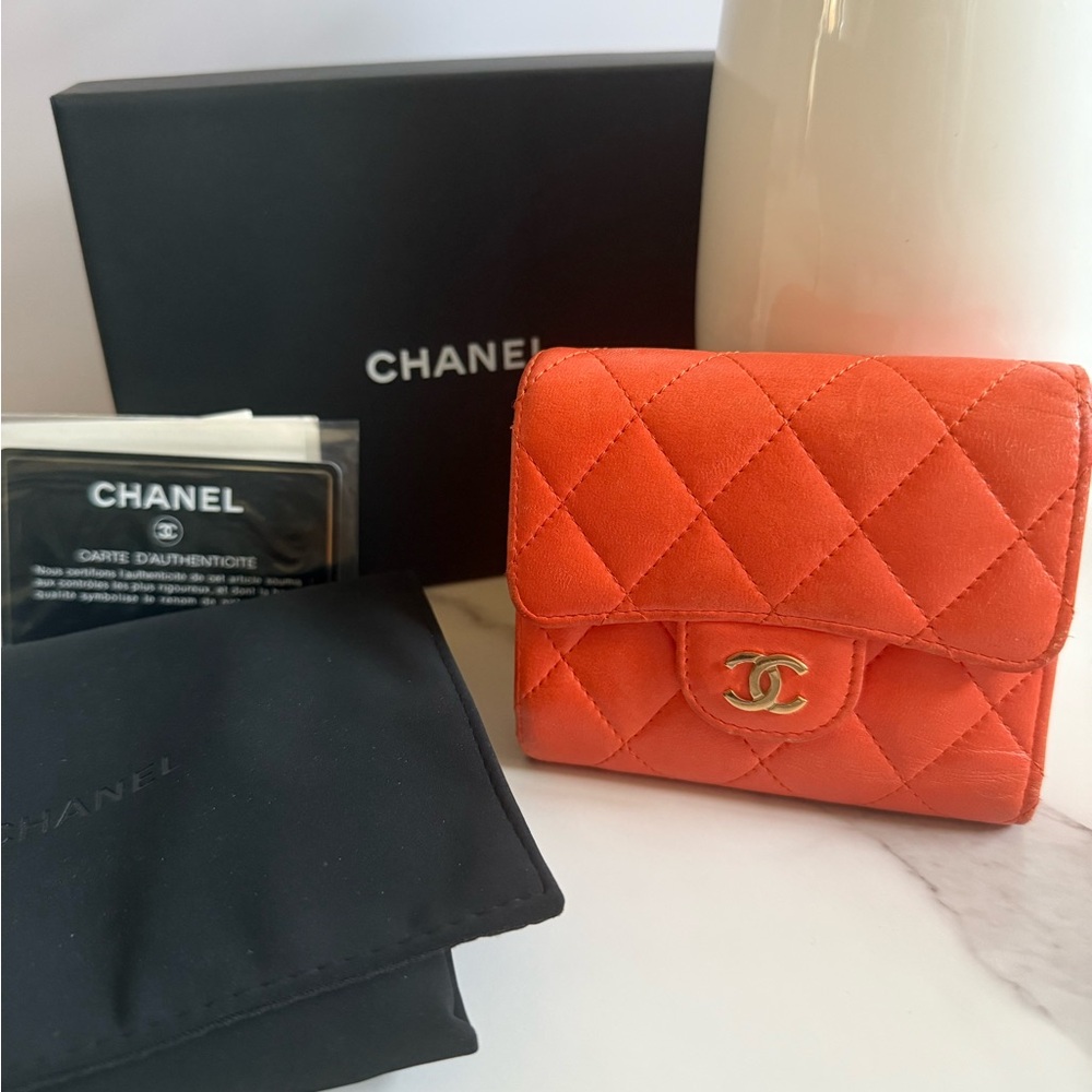 Chanel Orange Quilted Women's Wallet